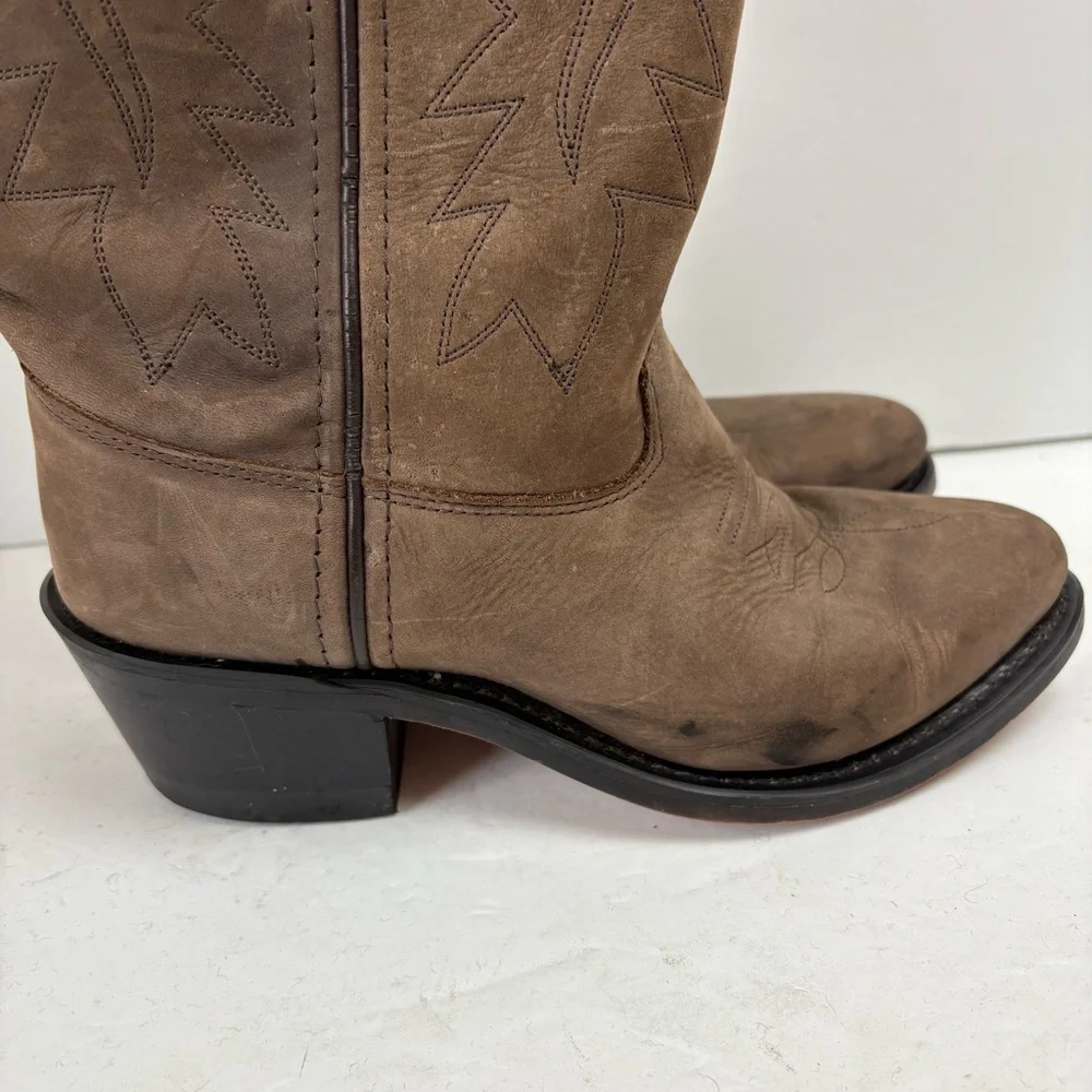 CODY JAMES BOYS' BROWN TAUPE WESTERN BOOTS Nubuck Leather B8151 4D